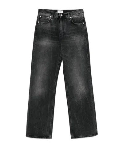 Haikure 'korea' Grey Jeans With Faded Effect And Logo Patch On The Back In Cotton Woman In Black