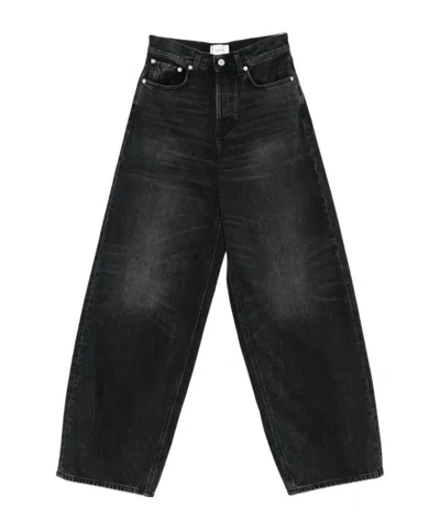Haikure 'korea' Grey Jeans With Faded Effect And Logo Patch On The Back In Cotton Woman In Black