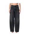 Haikure 'korea' Grey Jeans With Faded Effect And Logo Patch On The Back In Cotton Woman In Black