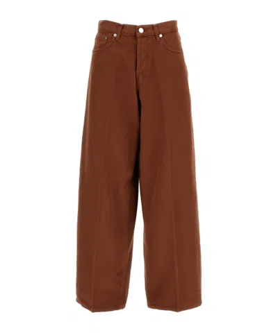Haikure Logo Patch Wide-leg Trousers In Brown
