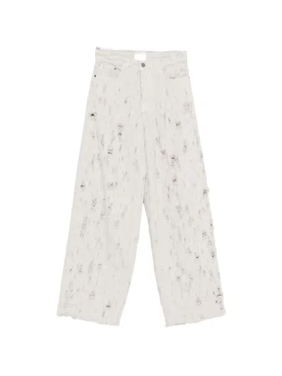 Haikure Bethany High Waist Wide Leg Denim Trousers In Neutral