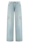 Haikure Cargo Pockets Wide Leg Trousers In Navy