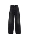 Haikure 'korea' Grey Jeans With Faded Effect And Logo Patch On The Back In Cotton Woman In Black
