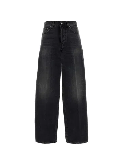 Haikure 'korea' Grey Jeans With Faded Effect And Logo Patch On The Back In Cotton Woman In Black