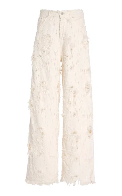 Haikure Bethany Destroyed Rigid Drop-rise Wide-leg Jeans In White