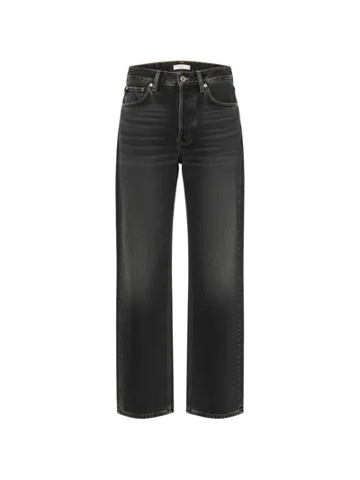 Haikure 'korea' Grey Jeans With Faded Effect And Logo Patch On The Back In Cotton Woman In Black