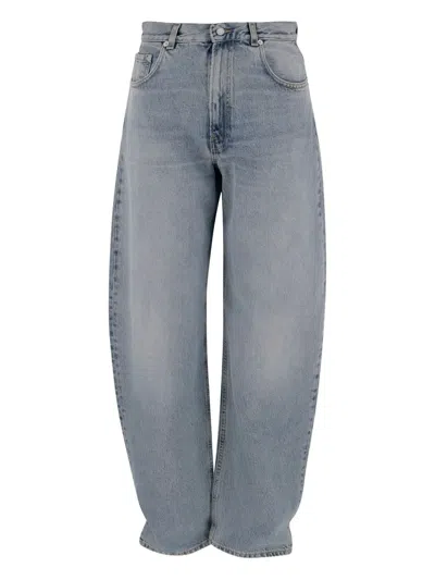 Haikure Loose-fit Cotton Denim Jeans With Classic Five-pocket Design In Gray