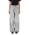 Haikure Wide Washed Effect Jeans With Belt Loops