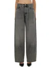 Haikure 'korea' Grey Jeans With Faded Effect And Logo Patch On The Back In Gray