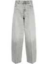Haikure Wide Washed Effect Jeans With Belt Loops In Grey