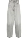 Haikure Wide Washed Effect Jeans With Belt Loops In Grey