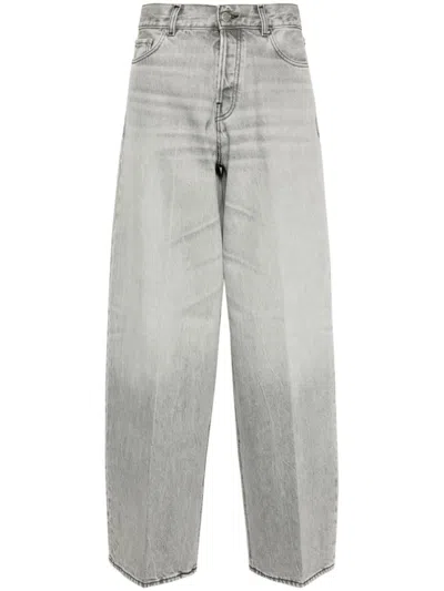 Haikure Wide Washed Effect Jeans With Belt Loops In Gray