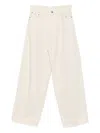 Haikure Wide Leg Leather Trousers With Belt Loops In Neutral