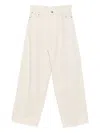 Haikure Wide Leg Leather Trousers With Belt Loops In Sand