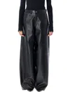 Haikure Bethany Black Five-pocket Trousers With Belt Loops In Leather Woman
