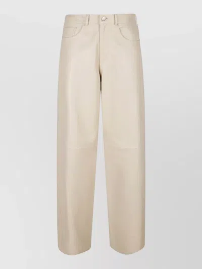 Haikure Bethany Leather Trousers Belt Loops Pockets In White