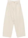 Haikure Wide Leg Leather Trousers With Belt Loops In Neutral