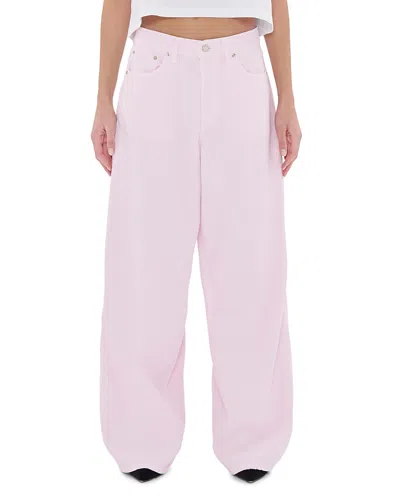 Haikure Bethany Mid Rise Wide Leg Jeans In Pink In Multi