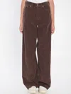 Haikure Korea Brown Pants With Logo Patch On The Rear In Corduroy Woman In Brown