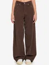 Haikure Korea Brown Pants With Logo Patch On The Rear In Corduroy Woman In Brown