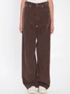 Haikure Korea Brown Pants With Logo Patch On The Rear In Corduroy Woman In Brown