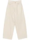 Haikure Wide Leg Leather Trousers With Belt Loops In Neutral