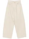 Haikure Wide Leg Leather Trousers With Belt Loops In White