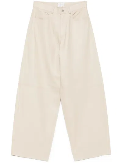 Haikure Wide Leg Leather Trousers With Belt Loops In White