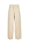 Haikure Ribbed Wide-leg Trousers With Belt Loops In Neutral