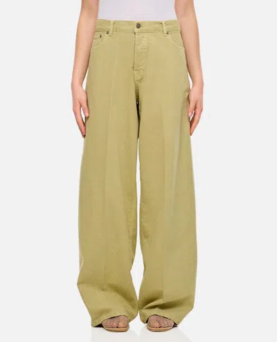 Haikure Bethany Twill 45 Baggy Denim Pants In Green