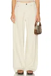 Haikure Ribbed Wide-leg Trousers With Belt Loops In Neutral