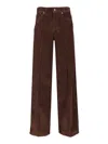 Haikure Korea Brown Pants With Logo Patch On The Rear In Corduroy Woman In Brown