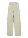 Haikure Korea White Pants With Logo Patch On The Rear And Wide Leg In Corduroy Woman In Green