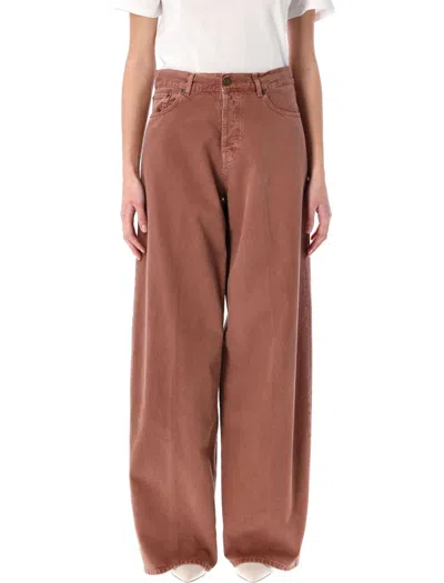 Haikure Bethany Wide-leg Brown Denim Jeans In Brick