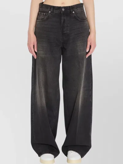 Haikure Bethany Wide-leg Denim Trousers In Black