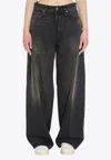 Haikure High-rise Wide-leg Jeans With Belt Loops In Black