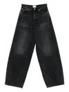 Haikure 'korea' Grey Jeans With Faded Effect And Logo Patch On The Back In Cotton Woman In Black