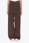 Haikure Korea Brown Pants With Logo Patch On The Rear In Corduroy Woman In Brown