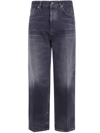 Haikure "betty Vintage Black" Cropped Loose Jeans In Blue