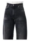 Haikure Tapered Balloon Jeans Contrast Stitching In Black