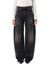 Haikure High-waisted Wide-leg Jeans With Vintage Faded Finish In Black