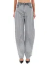 Haikure Denim Trousers With Belt Loops In Gray