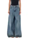 Haikure Blue Wide Leg Flared Jeans In Oil Blue