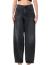 Haikure 'korea' Grey Jeans With Faded Effect And Logo Patch On The Back In Cotton Woman In Black