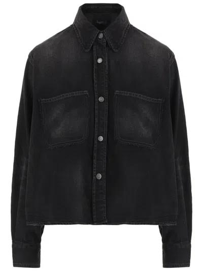 Haikure Black Denim Shirt With Classic Collar