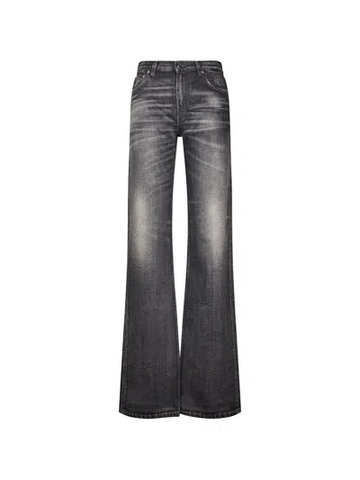 Haikure Black Flared Jeans With Distressed Effect