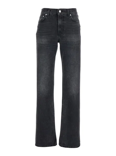 HAIKURE BLACK JEANS WITH BELT LOOPS AND LOGO PATCH ON THE REAR IN DENIM WOMAN