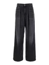 Haikure Black Jeans With Belt Loops And Logo Patch On The Rear
