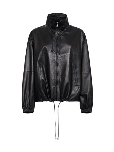 Haikure Black Nappa Leather Jordan Bomber Jacket