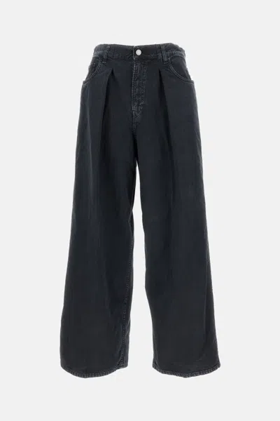 Haikure Candy Pleat Wide-leg Jeans In Black